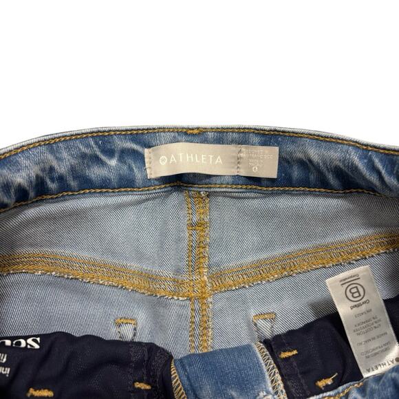 Athleta Light Wash Denim Jeans High Rise Straight Leg Relaxed Skinny Fit Size 0 - Picture 3 of 4